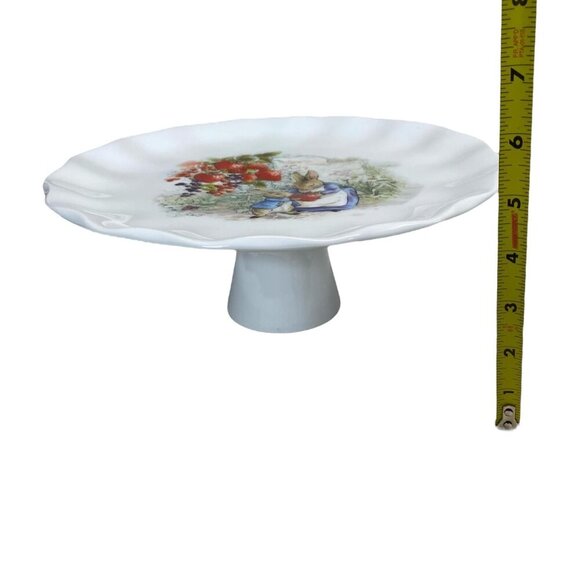 Beatrix Potter Peter & Momma Rabbit Easter 10.5" Dessert Cake Stand Pedestal - Picture 5 of 7
